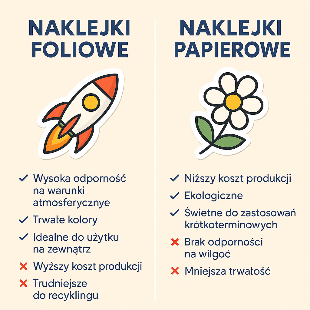 Naklejki foliowe vs naklejki papierowe – czym się różnią?