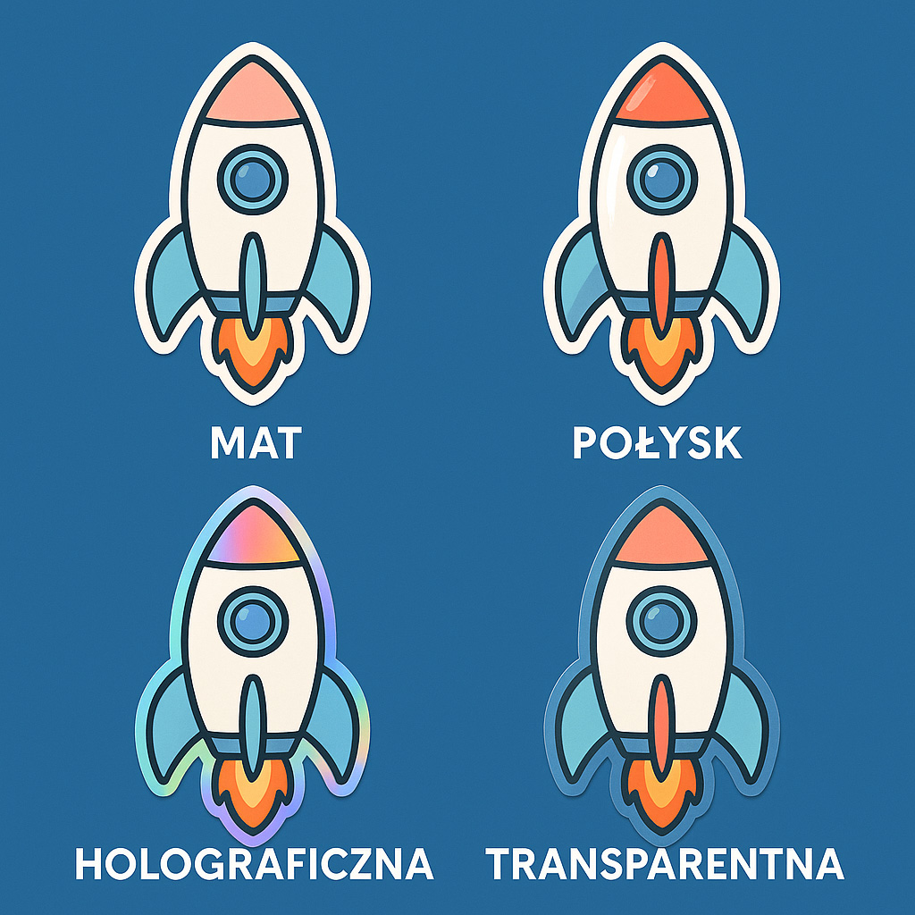 Jakie folie i wykończenia można wybrać przy druku naklejek?